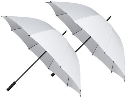 Falcone Bruiloft paraplu bruid/bruidegom - 4x - wit - kunststof handvat - dia 130 cm