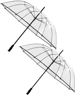 Falconetti stormparaplu - 2x - windproof - transparant - 110 cm - extra sterk