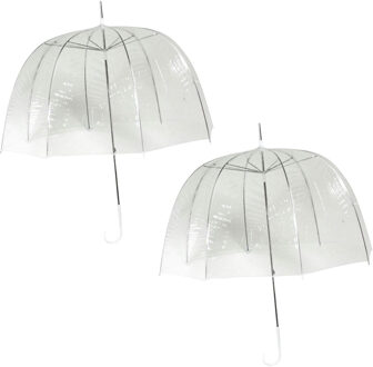Falconetti Transparante bruiloft koepel paraplu - 2x - kunststof handvat - dia 75 cm - doorzichtig