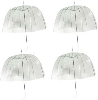Falconetti Transparante bruiloft koepel paraplu - 4x - kunststof handvat - dia 75 cm - doorzichtig
