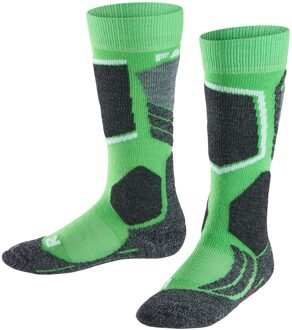 FALKE SK2 Wintersportsokken - Maat 23-26 - Unisex - groen/grijs/zwart