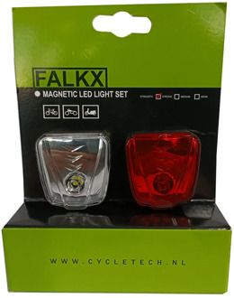 FALKX FALKX magneet verlicthing. Set voor en achter. 0.5W led (hangverpakking) Zwart