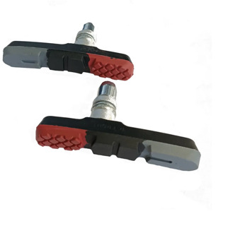 FALKX V-Brake Remschoenen 72mm - asymetrisch - Rood / Zwart / Grijs