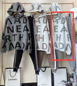 Fall Winter Gebreide Kasjmier Brief Trui Truien Hoodie Sport Pakken Voor Vrouwen Twee Stukken Set Trainingspak Casual Trouse Grijs