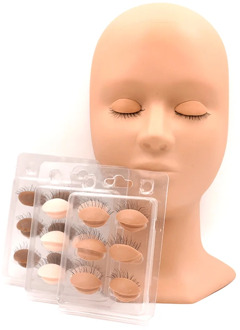 False Eyelash Extension Practice Head Model Grafted Lashes Eye Facial Makeup Training Head Model with Removable Eyes Mannequin