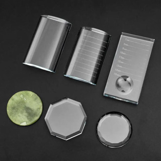 False Eyelashes Stand Pad Lashes Holder with Tick Mark Fake Lashes Extensions Crystal Glass Adhesive Glue Pallet