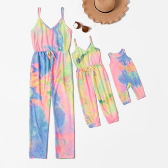 Familie Bijpassende Outfit Moeder En Kind Bijpassende Jumpsuits Bandjes Moeder En Dochter Tie-Dye Bijpassende Outfits Rodzina Pasujące Stroje
