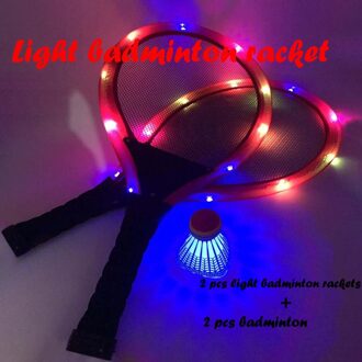 Familie Entertainment Outdoor Nachtlampje Led Badminton Racket Sets Professionele Badminton Rackets Shuttles Training Sport