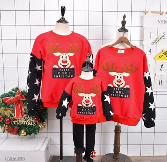 Family Christmas Sweaters 2020 New Cartoon Xmas New Year Deer Santa Claus Family Look Baby Girl Boy Clothes Sweatshirt Hoodies