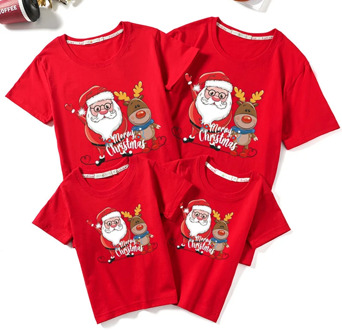 Family Look Christmas Father Mother Son Daughter Clothes Family Matching Outfits Women Men Baby T-shirt Cartoon Printed Cotton