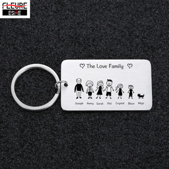 Family Love Keychain Customized Name Personalized Keyring Gift for Him Parents Children Present Bag Charm Families Member Gift