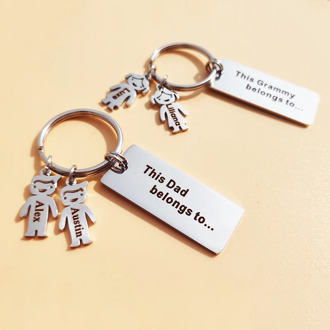 Family Love Keychain Customized Personalized Daddy Family Kids Name Engraved For Parents Papa Children Present Keyring Bag