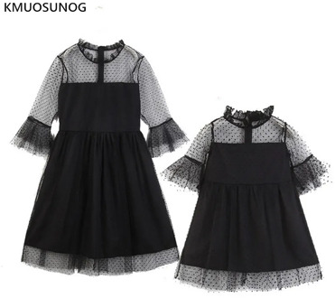 Family Matching Mother Daughter Dress Spring summer party Mother and Daughter Black Dress Lace Dresses Family Look dress C0247
