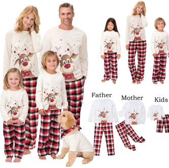 Family Matching Outfits Clothing Christmas Pajamas Set Xmas Mother and Daughter Kids Cartoon Elk Print Nightwear Sleepwear Suit