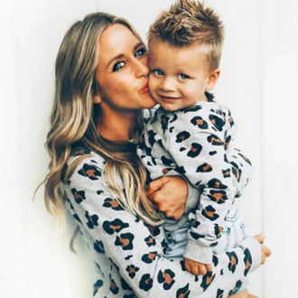 Family Matching Outfits Mother Daughter Son Kid Long Sleeve Leopard Shirt Family Clothes Looking Outfits