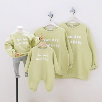 Family of Four Set Sport Family Matching Outfits Letters Long Sleeve Sweatshirt Tees Kids Romper Family Looking Sweatshirts Coat