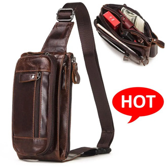 Famous Brand Fashion Men Genuine Leather Waist Packs Organizer Travel Chest Bag Necessity Waist belt Mobile Phone Small Bum Bag