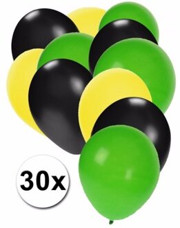 Fan ballonnen geel/zwart/groen 30 stuks - Ballonnen Multikleur