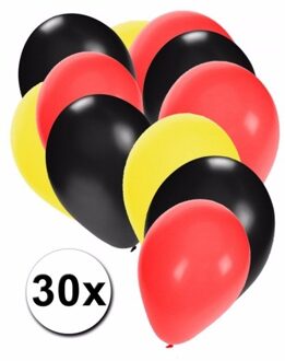 Fan ballonnen zwart/geel/rood 30 stuks - Ballonnen Multikleur