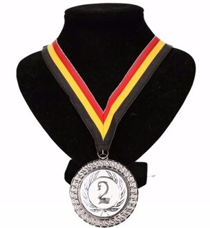 Fan medaille nr. 2 lint geel/rood/zwart