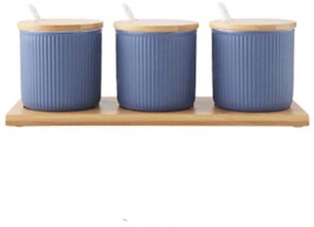Fancity Creatieve Nordic Keuken Keramische Kruiden Pot Driedelige Set Met Deksel Lepel Lade Huishoudelijke Olie En Zout Kruiden jar S 2