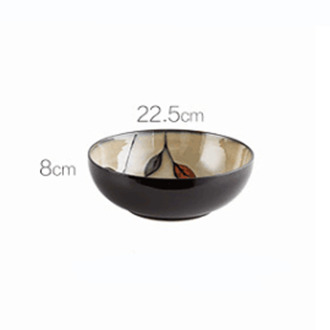 Fancity Handgeschilderde Blad Oven Geglazuurde Handgemaakte Kom Diepe Plaat Grote Soepkom Vlakke Plaat Huishouden 3