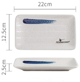 Fancity Japanse Creatieve Spies Plaat Rechthoekige Plaat Keramische Plaat Eenvoudige Sushi Plaat Gegrilde Vleugel Plaat Ontbijt Plaat 2