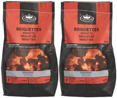 Fancy Flames Barbecue/BBQ Briketten - 2x - 3 kilo - 100% natuurlijk - geschikt voor BBQ