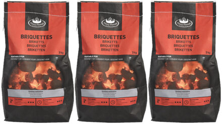 Fancy Flames Barbecue/BBQ Briketten - 3x - 3 kilo - 100% natuurlijk - geschikt voor BBQ