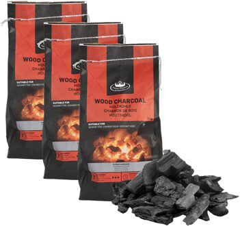 Fancy Flames Barbecue/bbq Houtskool - 3x - 3 kilo - 100% natuurlijk - geschikt voor BBQ
