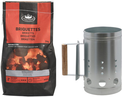 Fancy Flames BBQ aanmaakset - briketten - 3 kilo - met snelstarter - staal/hout