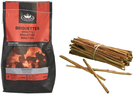 Fancy Flames BBQ aanmaakset - briketten - 3 kilo - met vuurstokjes - 18x - aanmaakhout met hars