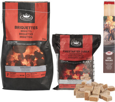 Fancy Flames BBQ aanmaakset - briketten - aanmaakblokjes - lucifers XL