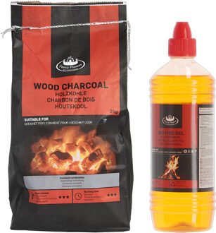 Fancy Flames BBQ aanmaakset - houtskool - 3 kilo - met Bio aanmaakgel