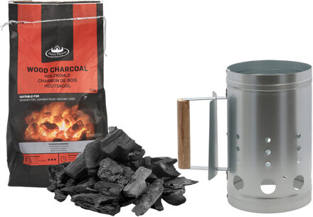 Fancy Flames BBQ aanmaakset - houtskool - 3 kilo - met snelstarter - staal/hout