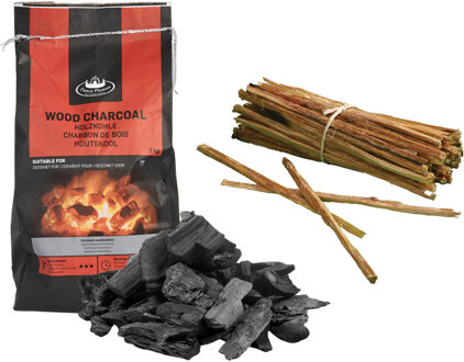 Fancy Flames BBQ aanmaakset - houtskool - 3 kilo - met vuurstokjes - 18x - aanmaakhout met hars