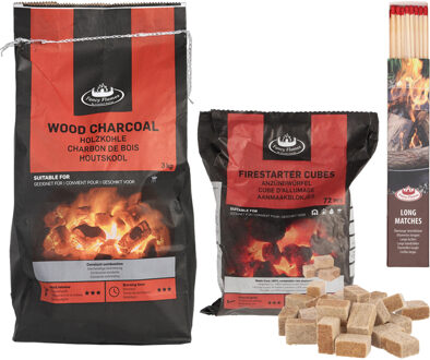 Fancy Flames BBQ aanmaakset - houtskool - aanmaakblokjes - lucifers XL