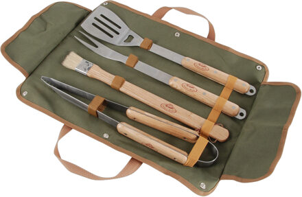 Fancy Flames BBQ gereeschapset - RVS/hout - zeer compleet - BBQ accessoires