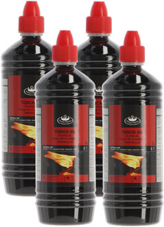 Fancy Flames Fakkelolie - 4x - 1 liter - lange brandduur - voor buitengebruik