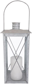 Fancy Flames Flancy Flames Lantaarn - zink - windlicht - zilverkleurig - 17 x 17 x 37 cm