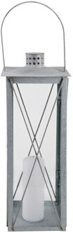 Fancy Flames Flancy Flames Lantaarn - zink - windlicht - zilverkleurig - 20 x 20 x 51 cm