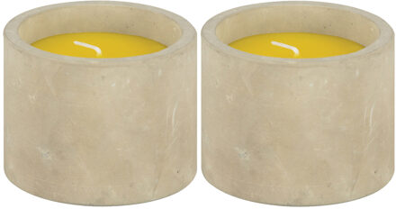Fancy Flames Geurkaars citronella - 2x - in betonnen houder - 10 branduren - citrus