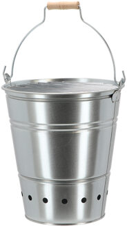 Fancy Flames houtskool barbecue emmer - zilver - 33.5 x 31 x 35.5 cm