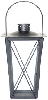 Fancy Flames Lantaarn - metaal - zilverkleurig - 17 x 30 cm - windlicht