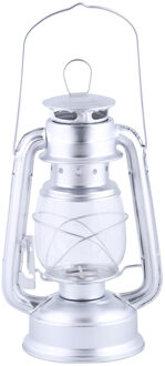 Fancy Flames Lantaarn op batterijen - zilverkleurig - LED - 12 x 15 x 24 cm - windlicht