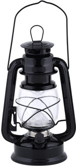 Fancy Flames Lantaarn - op batterijen - zwart - windlicht - metaal - LED - 11,5 x 15 x 24 cm