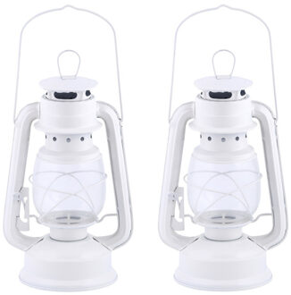 Fancy Flames Set van 3x stuks stormlantaarn/windlicht wit 11,5 x 15 x 24 cm