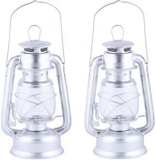 Fancy Flames Set van 3x stuks stormlantaarn/windlicht zilver 11,5 x 15 x 24 cm