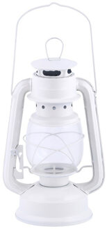 Fancy Flames Stormlantaarn/windlicht - wit - metaal - 11,5 x 15 x 24 cm - tuinverlichting