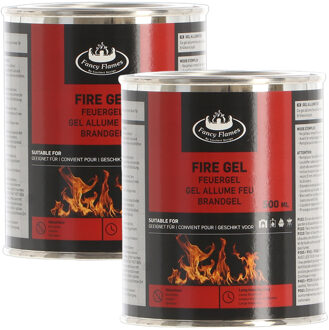 Fancy Flames Vuurgel/brandgel - 2x - 500 ml - gelhaarden/vuurpotten - binnen en buiten